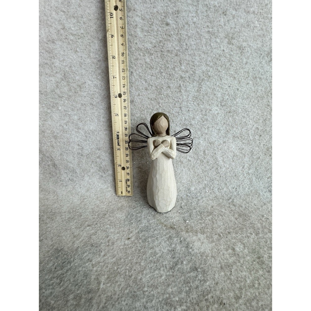 Willow Tree Angel Figurine "Sign for Hope" White Textured Wings Crossed Arms‎